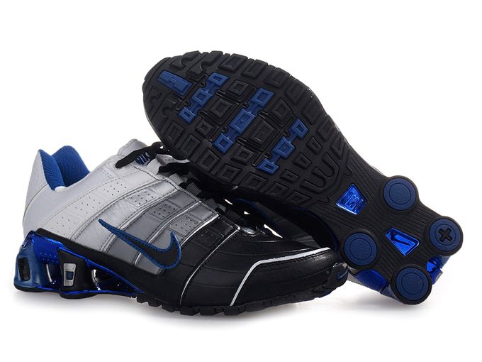 Mens Nike Shox Nz Shoes Black White Blue Gray - Click Image to Close